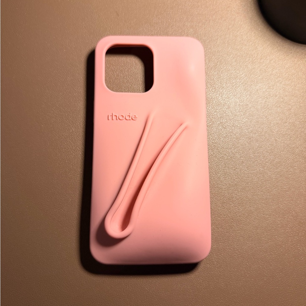 RHODE Pink Silicone iPhone 14 Pro Max Case with Lip Gloss holder